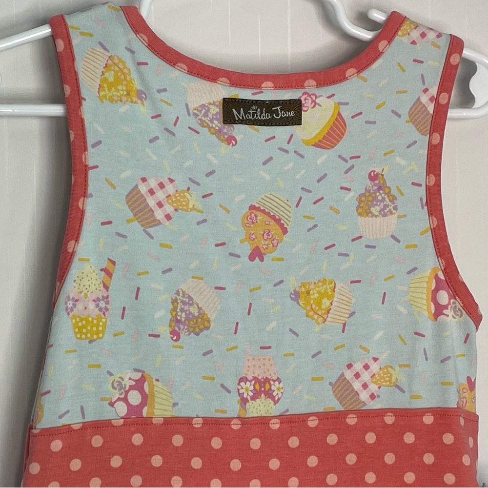 Matilda Jane Girls Brilliant Daydream Lets Eat Cake Cupcake Sundress Size 4 - Picture 7 of 10